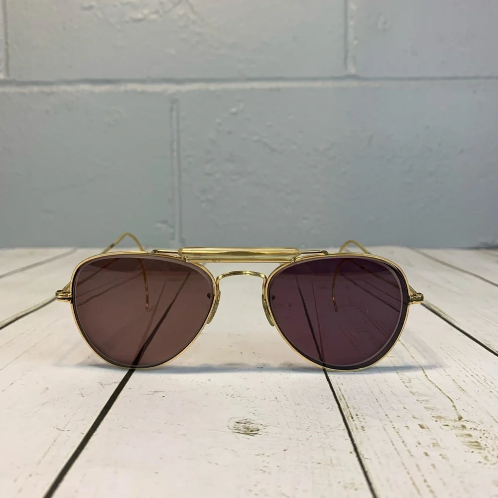 Vintage Ray-Ban 60's 70's  B&L 12K GF Shooter Aviator Wrap Around Sunglasses USA